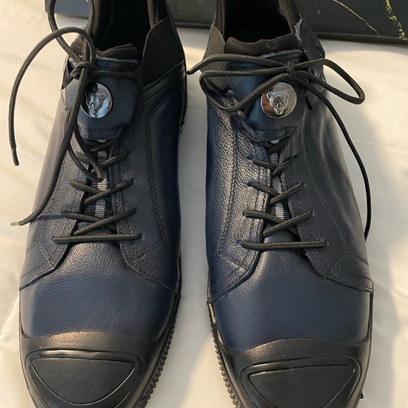 Men’s Sneaker - The Mumbai Navy Blue Leather - Vinci Leather, Size 12 - Picture 5 of 6